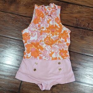 Janie and Jack Orange and Pink Kids Swim One Piece